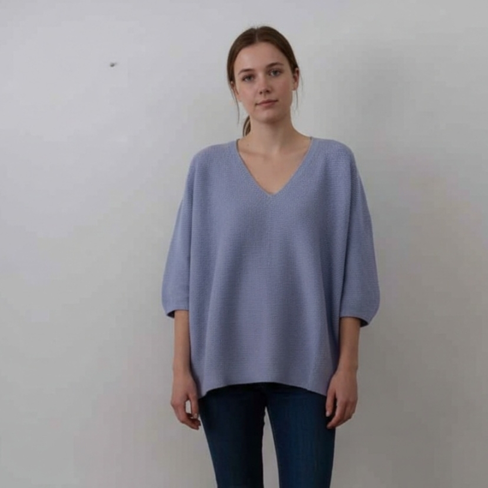 Uniqlo Lavender V-Neck Dolman Sleeve Textured Knit Top Small